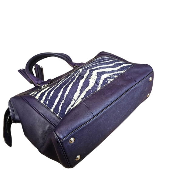 Coach 23409 Legacy Leather Purple Zebra Print Candace Carryall Purse Satchel - Picture 4 of 8